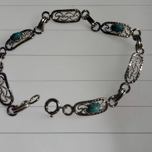 SOLD Vintage 925 Sterling Silver Turquoise Bracelet, from the 1960’s